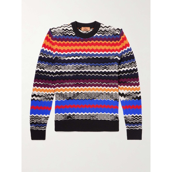  미소니 MISSONI Slim-Fit Striped Crochet-Knit Wool-Blend Sweater 1647597315232788