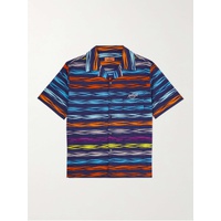 미소니 MISSONI Camp-Collar Logo-Print Striped Cotton-Poplin Shirt 1647597315444054