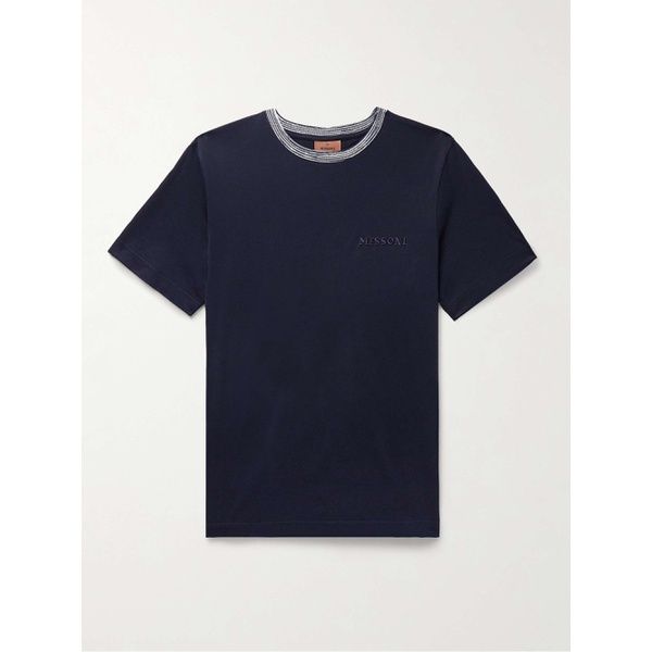  미소니 MISSONI Logo-Embroidered Cotton-Jersey T-Shirt 1647597328807147