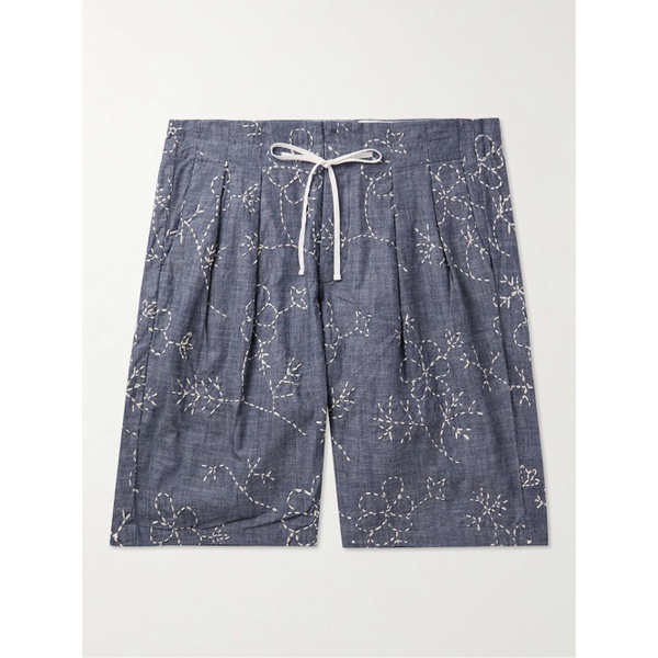  MONITALY Straight-Leg Embroidered Cotton Drawstring Shorts 1647597308290089