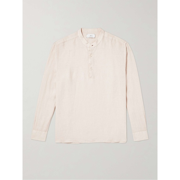  MR P. Mandarin-Collar Garment-Dyed Half-Placket Linen Shirt 1647597307476053