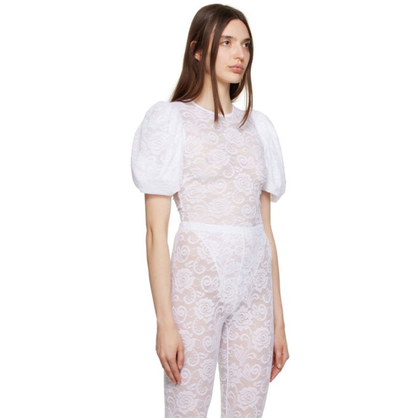  MSGM White Puff Sleeve Bodysuit 231443F358000