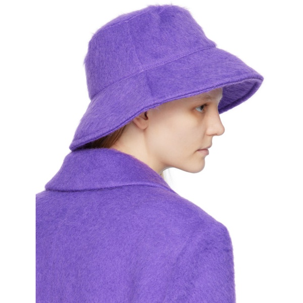  MSGM Purple Shag Knit Bucket Hat 232443F015001