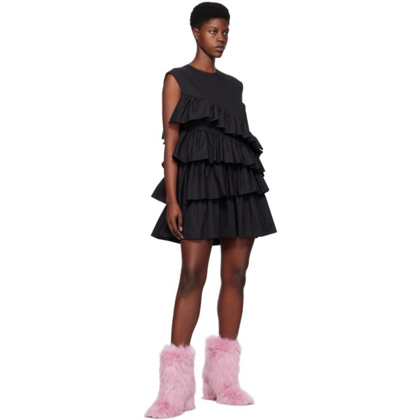  MSGM Black Tiered Ruffle Minidress 241443F052008