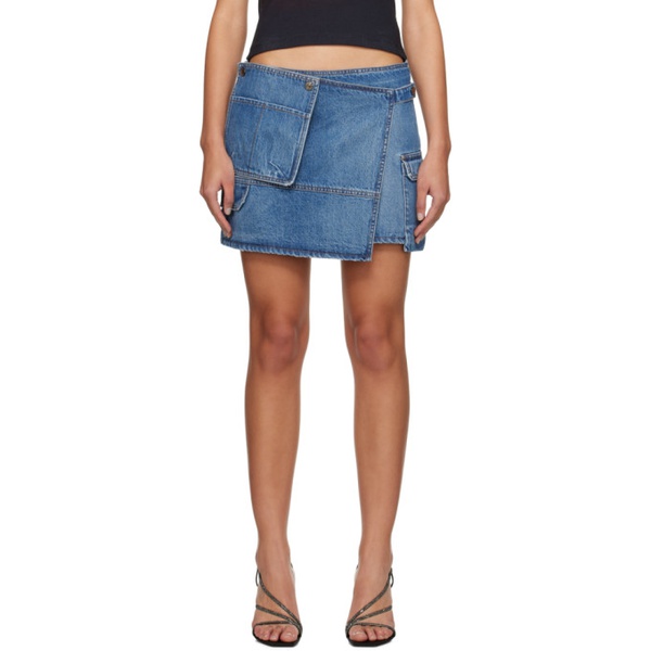  MSGM Blue Cargo Denim Miniskirt 241443F090002