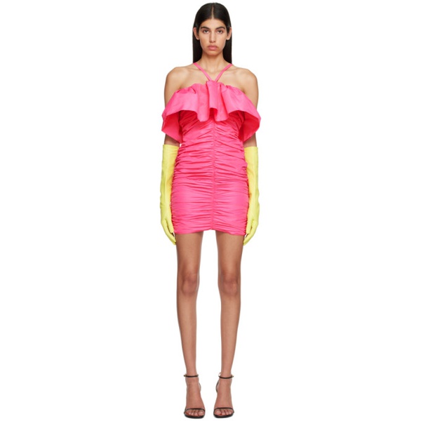  MSGM Pink Ruched Minidress 231443F052012