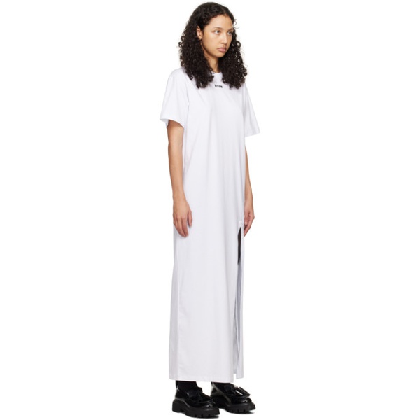  MSGM White Micro Maxi Dress 241443F055022