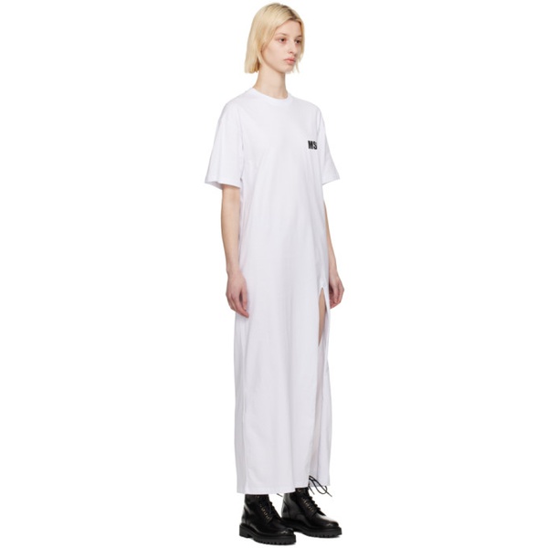  MSGM White Side Slit Maxi Dress 231443F055002