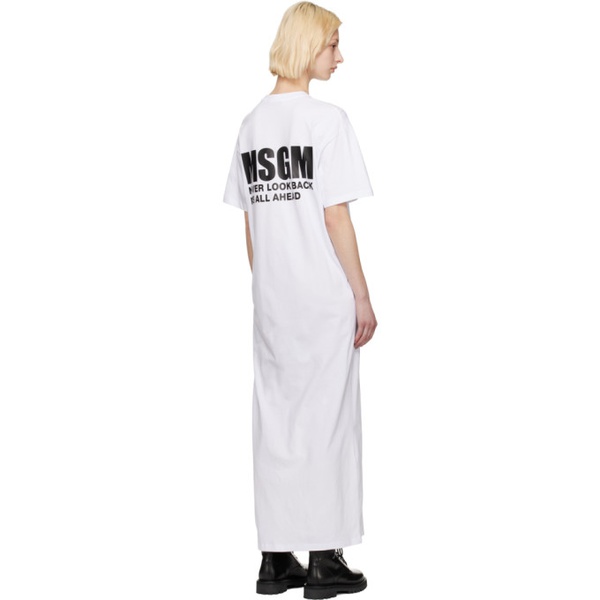  MSGM White Side Slit Maxi Dress 231443F055002