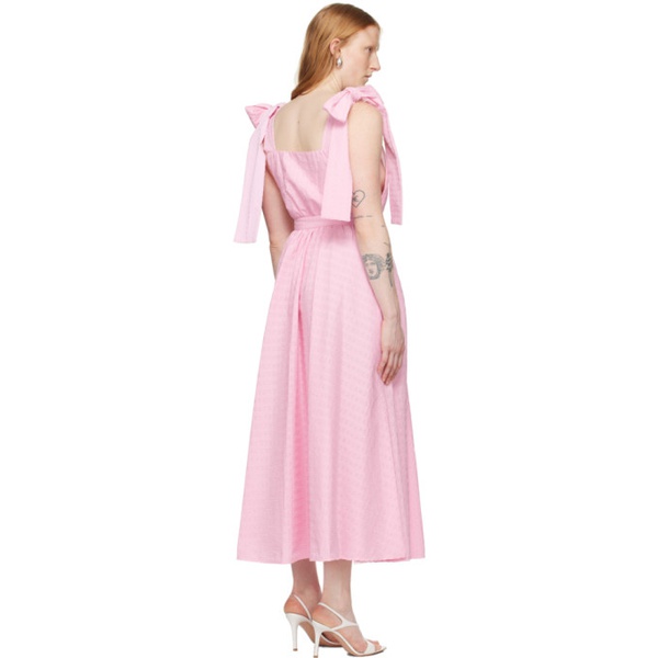  MSGM Pink Bow Maxi Dress 241443F055001