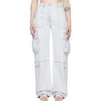 MSGM Blue Oversized Denim Cargo Pants 241443F069003