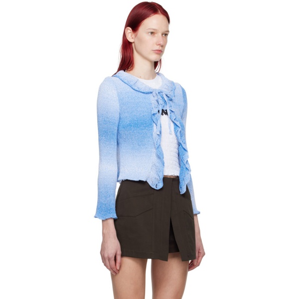  MSGM Blue Ruffled Cardigan 241443F095001