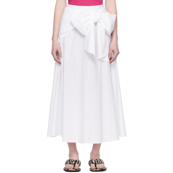  MSGM White Bow Maxi Skirt 241443F093004