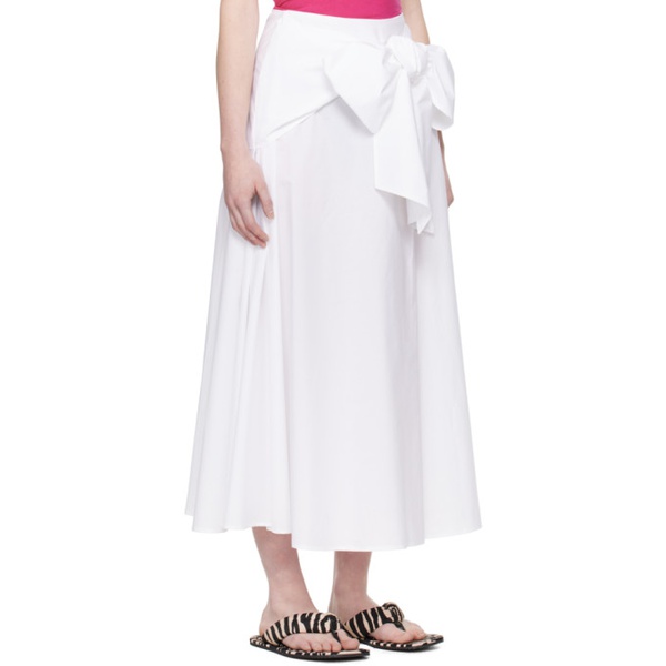  MSGM White Bow Maxi Skirt 241443F093004