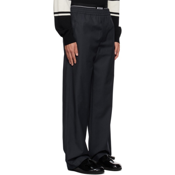  MSGM Navy Layered Trousers 232443M191005