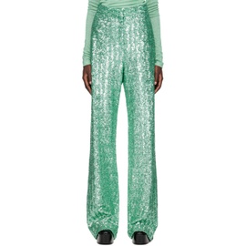MSGM Green Sequin Trousers 222443F087009