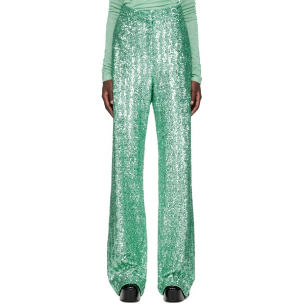  MSGM Green Sequin Trousers 222443F087009