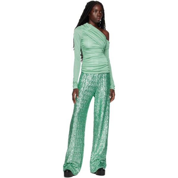  MSGM Green Sequin Trousers 222443F087009