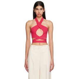 MSGM Pink Wrap Tank Top 231443F111004