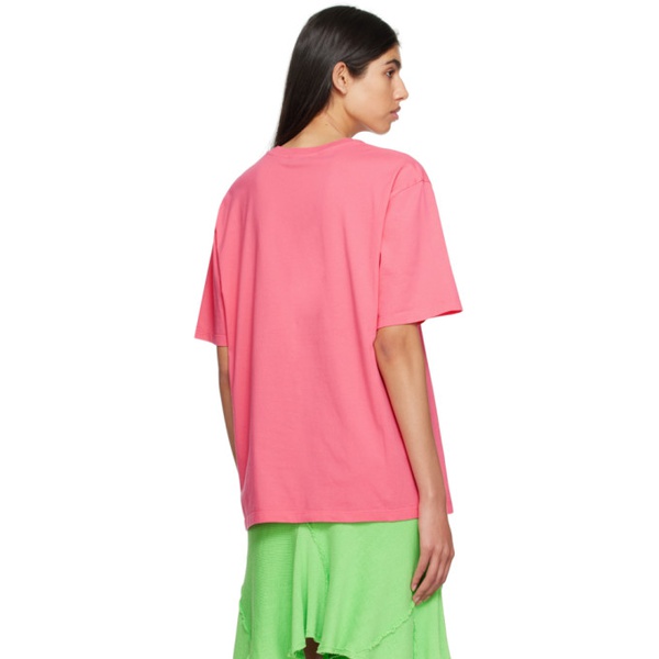  MSGM Pink College Cat T-Shirt 231443F110004
