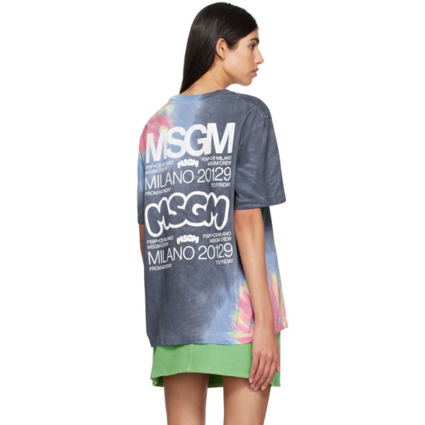 MSGM Blue Burro Studio 에디트 Edition Tie-Dye T-Shirt 231443F110027