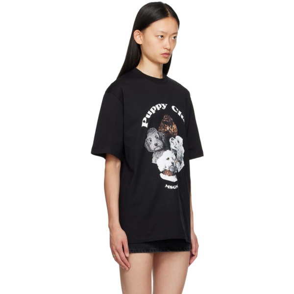  MSGM Black Puppy Club T-Shirt 232443F110023