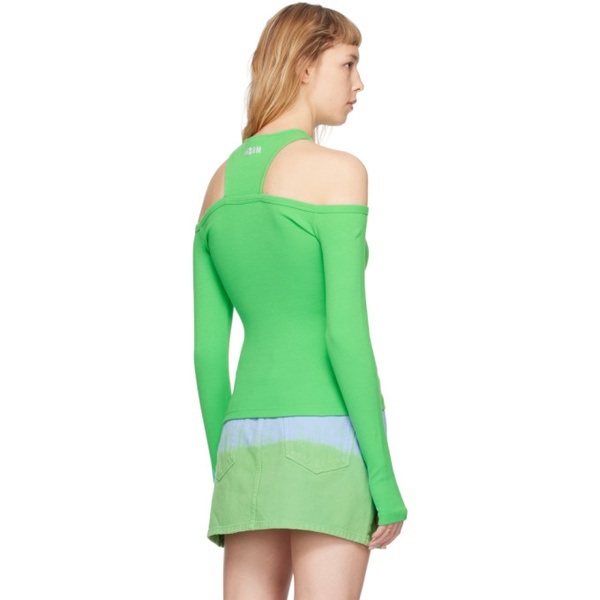  MSGM Green Cutout Long Sleeve T-Shirt 231443F110013