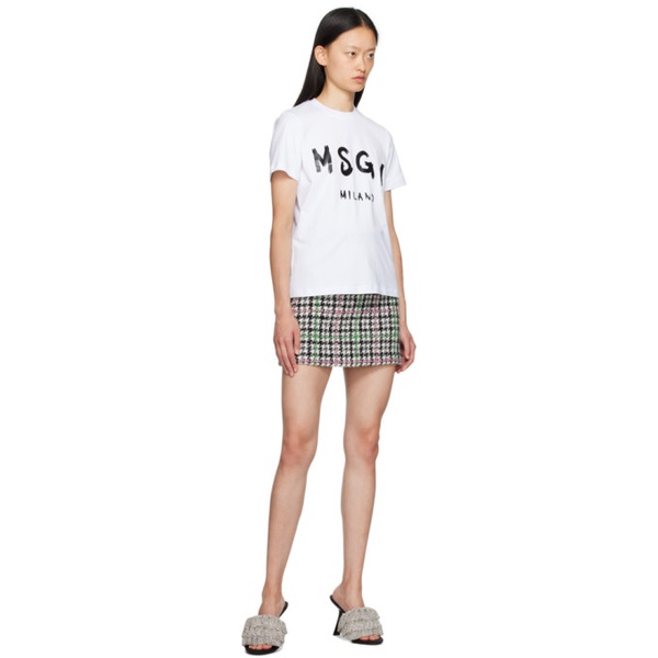  MSGM White Printed T-Shirt 232443F110010