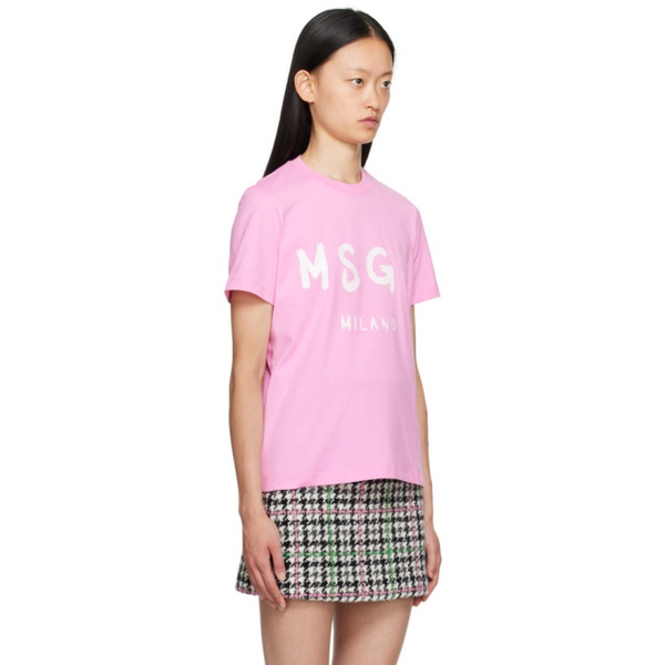  MSGM Pink Printed T-Shirt 232443F110008