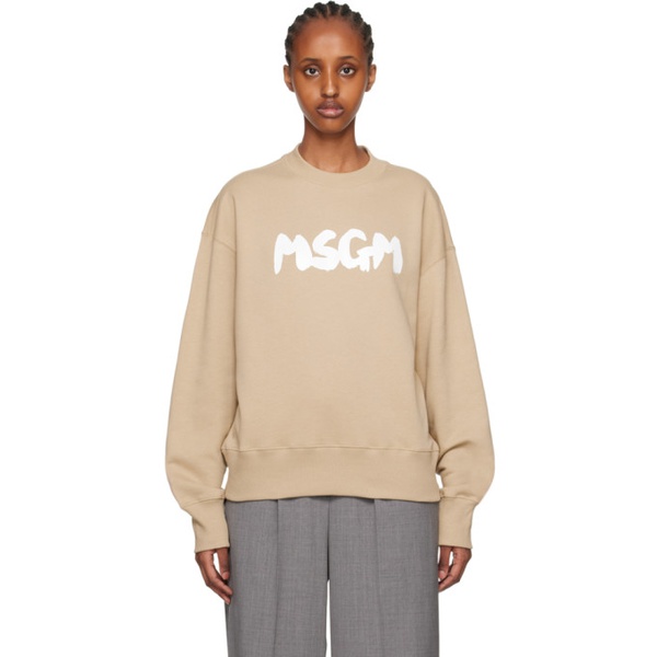  MSGM Beige Printed Sweatshirt 232443F096010