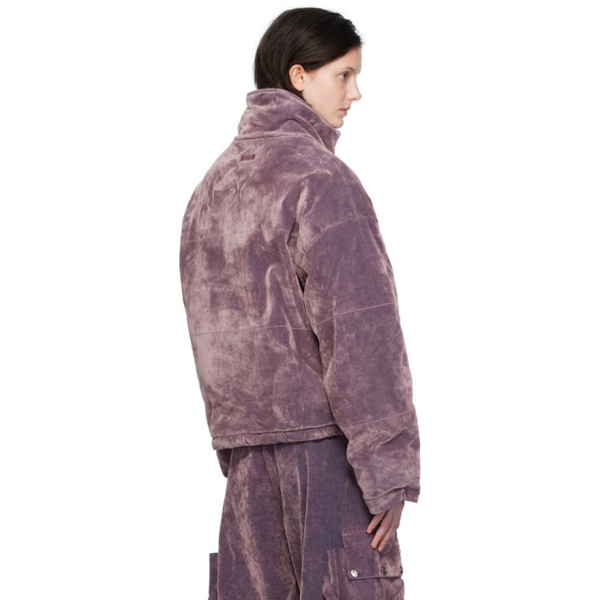  MSGM Purple Quilted Denim Puffer Jacket 232443F061006