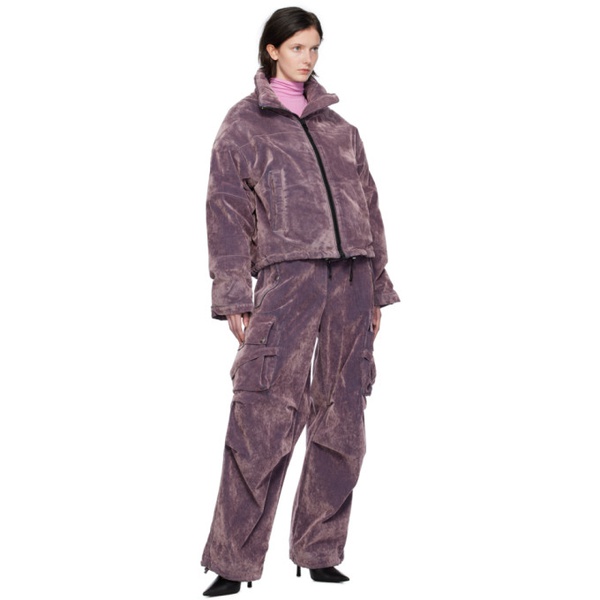  MSGM Purple Quilted Denim Puffer Jacket 232443F061006