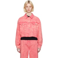 MSGM Pink Cropped Denim Jacket 231443F060000