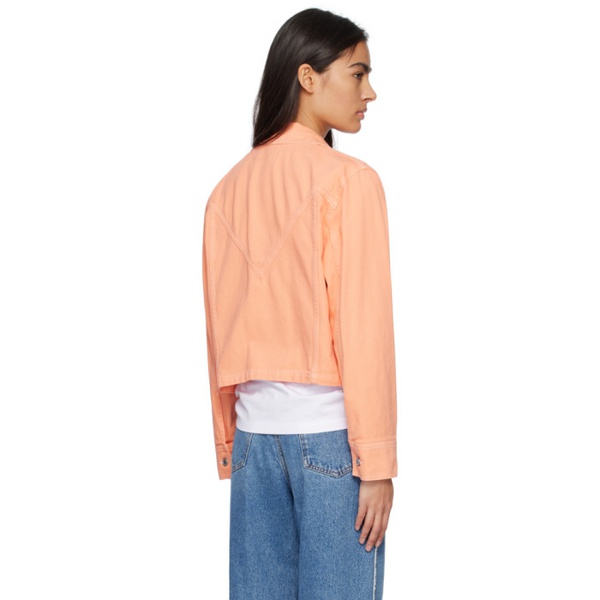  MSGM Orange Embroidered Denim Jacket 231443F060001