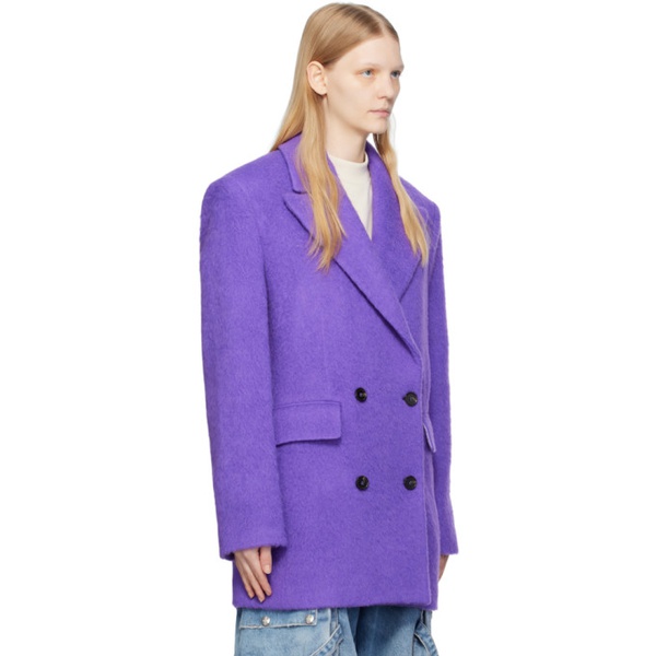  MSGM Purple Double-Breasted Coat 232443F057004