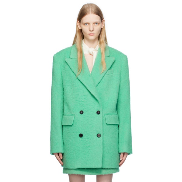  MSGM Green Double-Breasted Coat 232443F057003