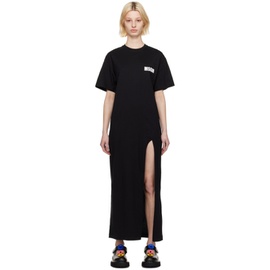 MSGM Black Side Slit Maxi Dress 231443F055001