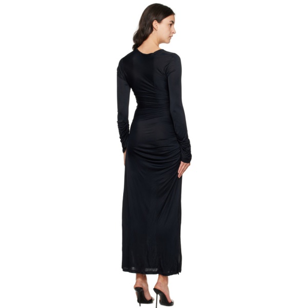  MSGM Black Crewneck Maxi Dress 232443F055001