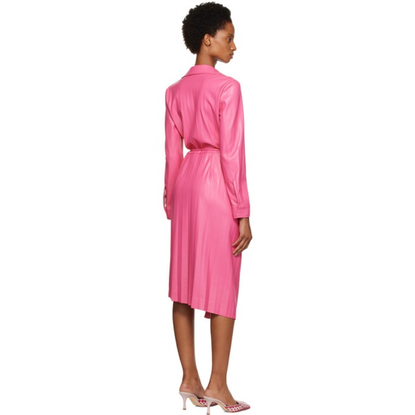  MSGM Pink Faux-Leather Midi Dress 222443F054000