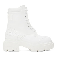 MSGM White Lace-Up Boots 222443F113000