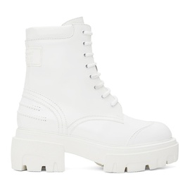 MSGM White Lace-Up Boots 222443F113000