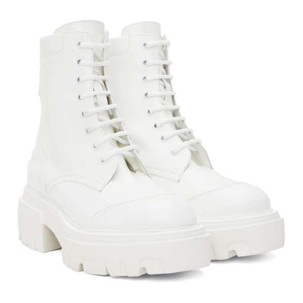  MSGM White Lace-Up Boots 222443F113000