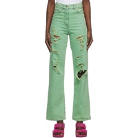 MSGM Green Distressed Jeans 212443F069011