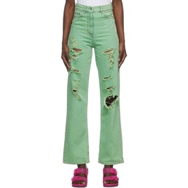 MSGM Green Distressed Jeans 212443F069011