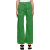 MSGM Green Baggy Jeans 231443F069004