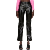 MSGM Black Crinkled Faux-Leather Pants 222443F084001
