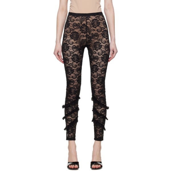  MSGM Black Floral Leggings 231443F088004