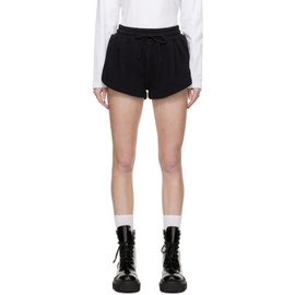 MSGM Black Embroidered Shorts 231443F088003