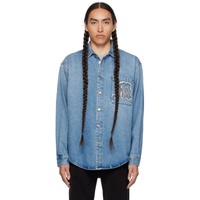 MSGM Blue Patch Pocket Denim Shirt 232443M192001