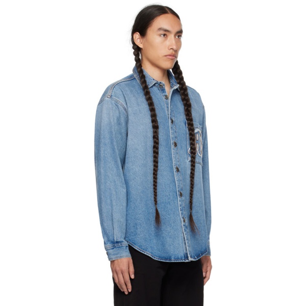  MSGM Blue Patch Pocket Denim Shirt 232443M192001